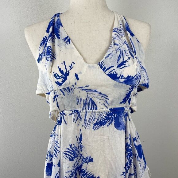 NWT Free People White and Blue Tropical Halter Top Dress Size XS - Picture 2 of 8